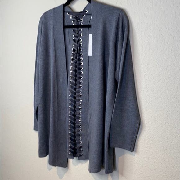 John + Jenn Collection Ribbon Lace Up  Cardigan - Picture 5 of 11